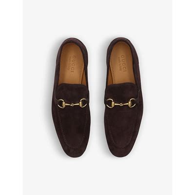 Shop Gucci Jordaan Horsebit Suede Mocassins 